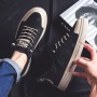 Flats & Loafers - Men Breathable Canvas Shoes Solid Color Round Toe Flat Heel Casual Footwear