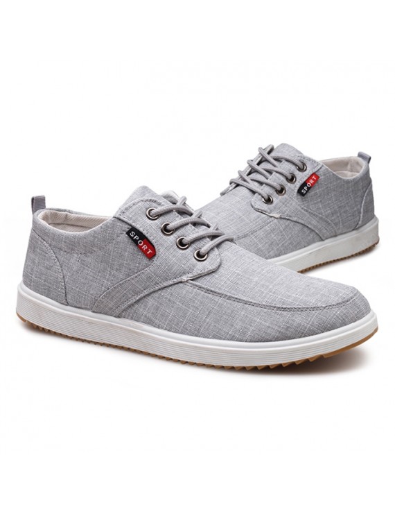 Flats & Loafers - Men Casual Shoes Lace-Up Closure Round Toe Canvas Upper Comfortable Footwear