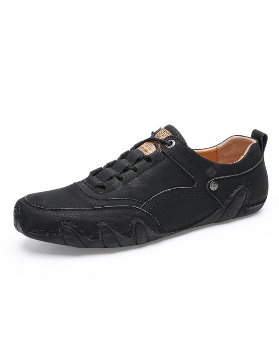 Flats & Loafers - Men's Soft Sole Casual Leather Lazy Shoes Large Size Peas Shoes