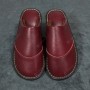 Winter Models Solid Color Leather Shoes, Home Slippers Tendon At The End Of Chinese Youth Aged Middle-aged Slippers