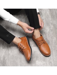 Breathable Men's Business Casual Lace-up Leather Shoes