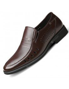 Men's Breathable Business Round Leather Shoes